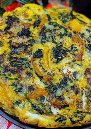 A picture of Spinach mushroom frittata.