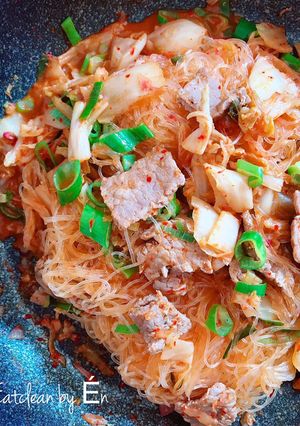 Hình của món #eatcleanMiến trộn bò kim chi Hàn Quốc.