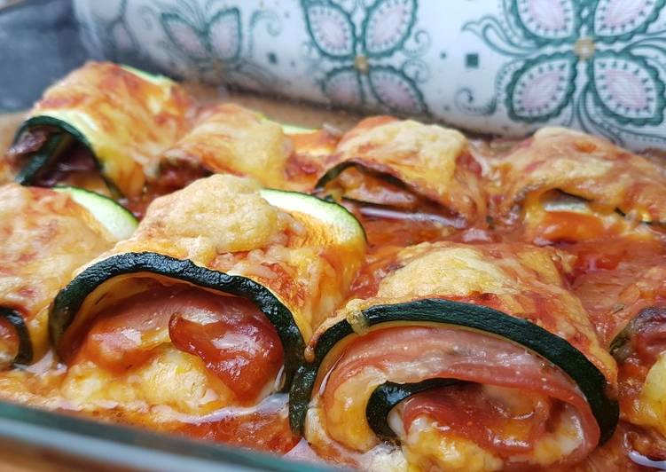 ROLLITOS DE Calabacín, Jamón SERRANO Y QUESO