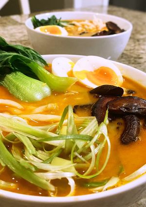 A picture of Coconut curry ramen.