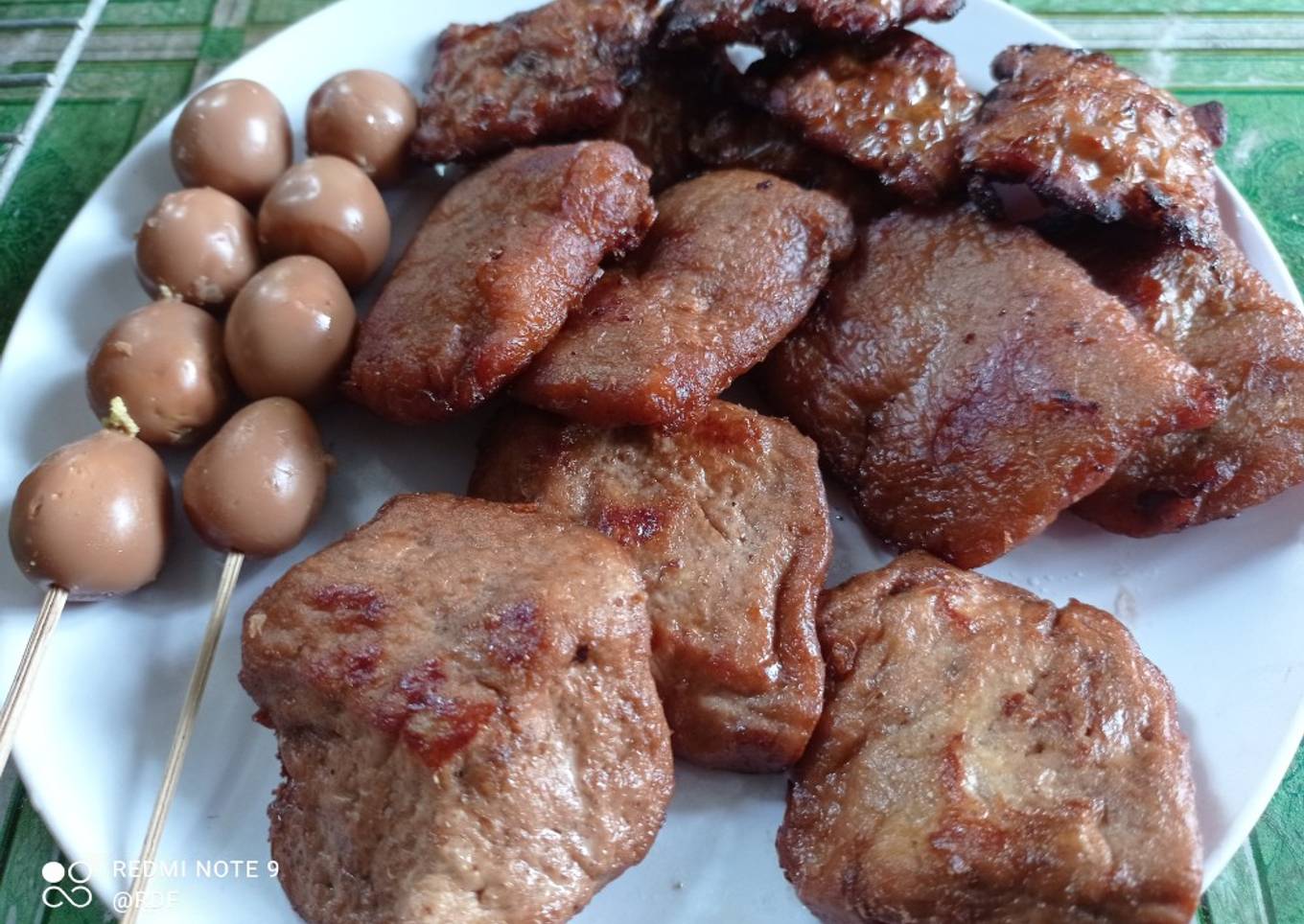 Tahu tempe gembus bacem dan sate telur