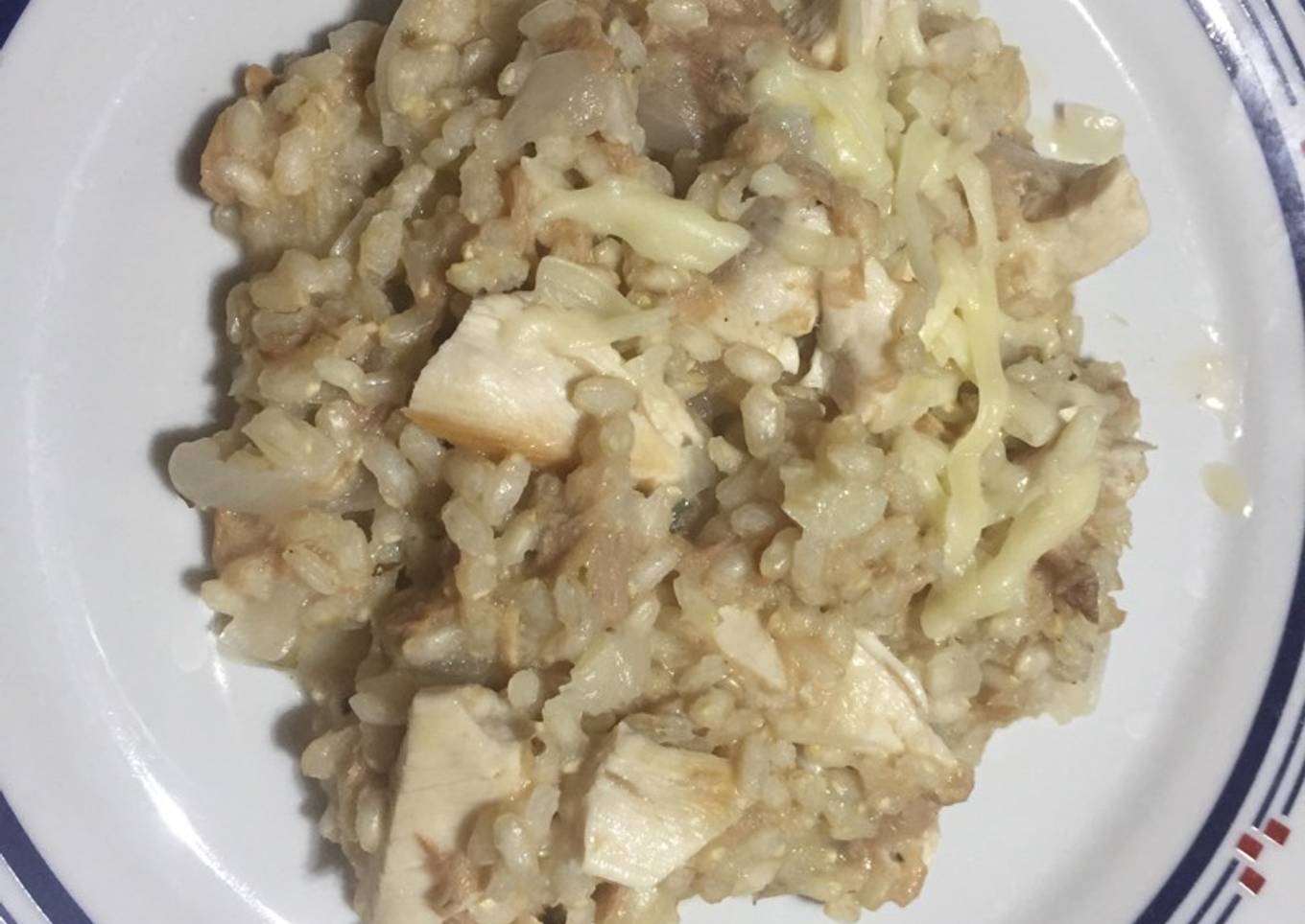 Arroz integral con pollo y mozzarella