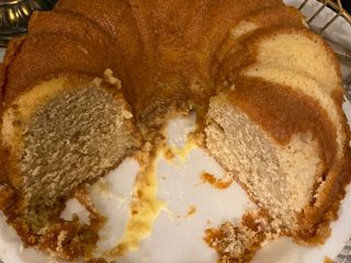 Eggnog pound cake with eggnog glaze
