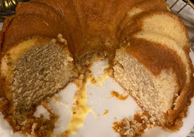 Eggnog pound cake with eggnog glaze