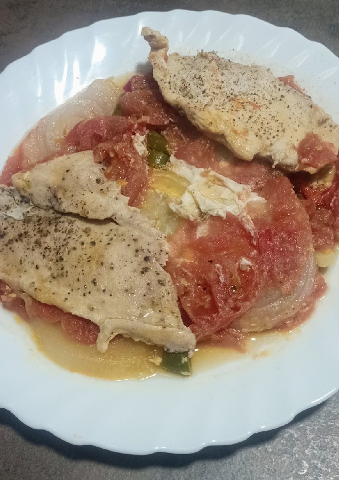 Una foto de Papillote de pollo y verduras