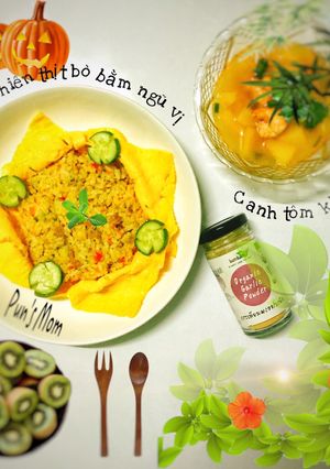 Hình của món Cơm chiên thịt bò bằm ngũ vị.