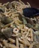 Pasta con carciofi e gamberetti