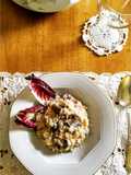 Risotto al radicchio, funghi e crema di gorgonzola