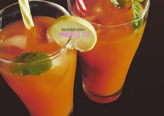 Homemade mango iced tea: