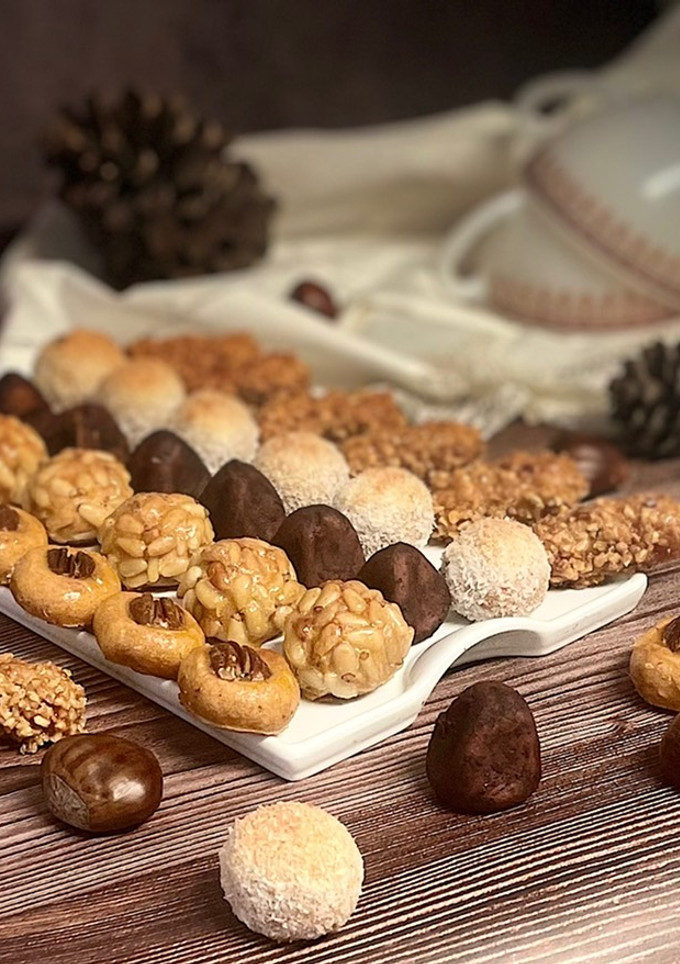 Una foto de Panellets de boniato veganos sin azúcar