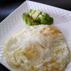 A picture of Fried eggs and avocado #4weekschallenge.