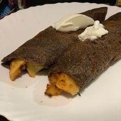 A picture of Kuttu Chilla rolls.