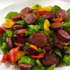 A picture of Chinese-Style Smoked Sausage & Pepper Stir-Fry.