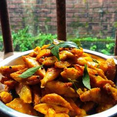 A picture of Gathi Kochu Bhaja (Taro Root Fry).