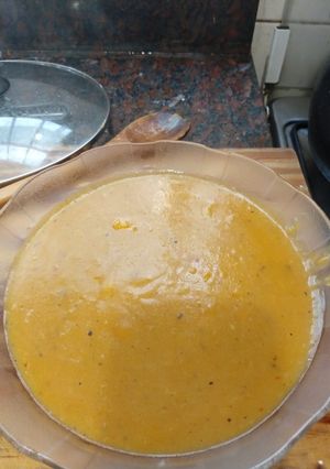 Una foto de Sopa crema de zapallo con tramita