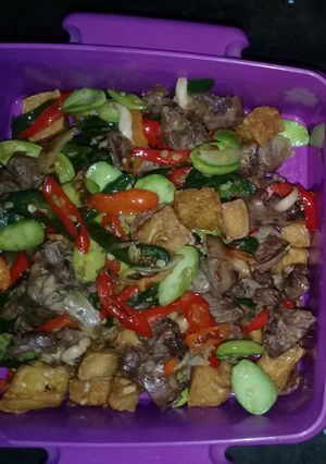 Foto resep Oseng jantung ayam campur tahu plus pete.
