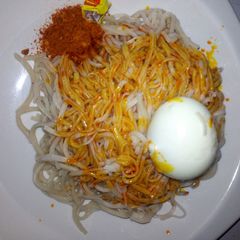 A picture of Taliyar Hausa with palm oil,pepper and boiled egg#kaduna state.