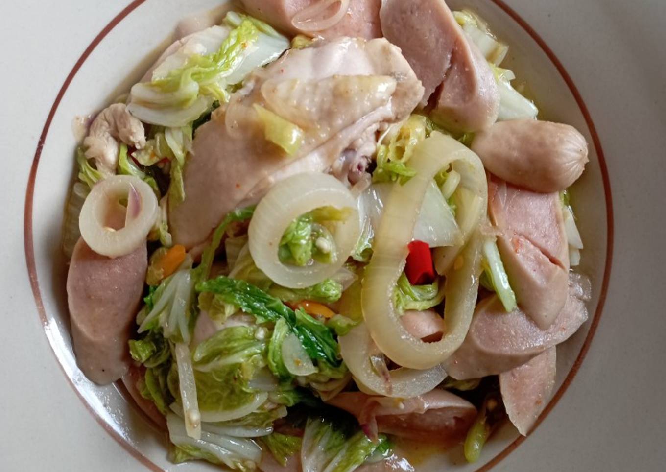 Oseng Sawi, Sosis, Ayam