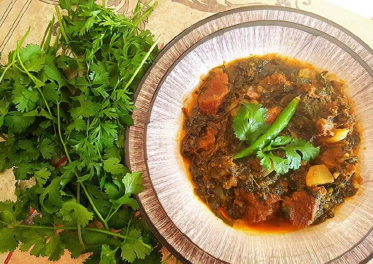 Shaljum with leaves in beef masala