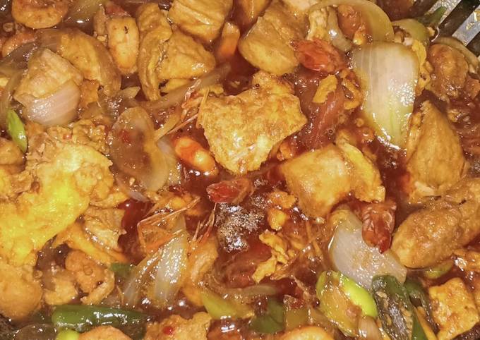 Cara Gampang Menyiapkan Tumis tahu, udang,telur Orak Arik cabe ijo yang Lezat