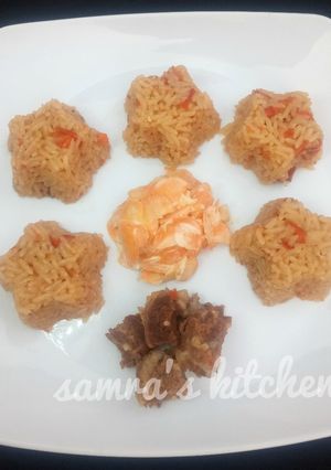 A picture of Simple jollifrice with creamy carrot.