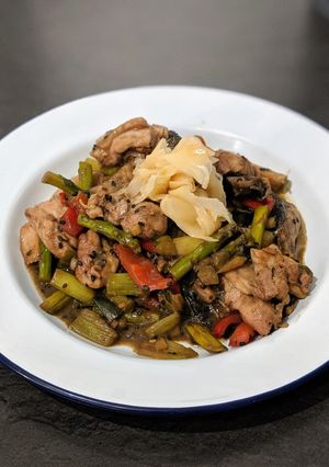 A picture of Seasame, miso and ginger chicken.