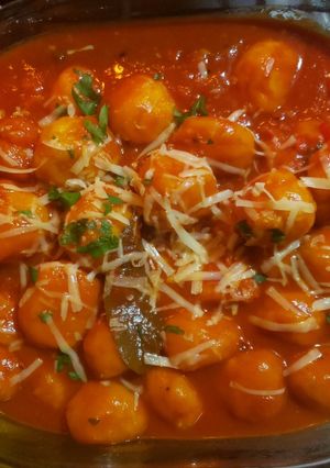 Una foto de Ñoquis de zapallo rellenos
