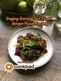 Daging Goreng Sos Tiram dengan Pucuk Kacang