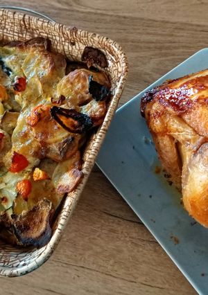 Une photo de Poulet à la broche et son plat de légumes au Cook Expert