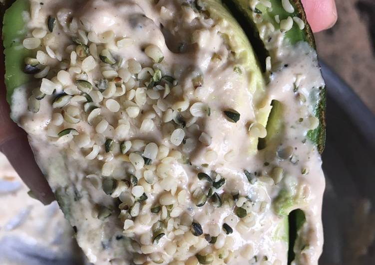 Steps to Prepare Quick Keto Friendly Avocado with tahini and hemp seed