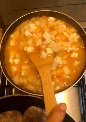 Una foto de Caldo de Papas con Queso