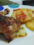 Muslos de pollo asados con patatas al horno