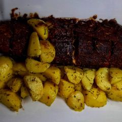 A picture of Baked ice fish with Irish potato.