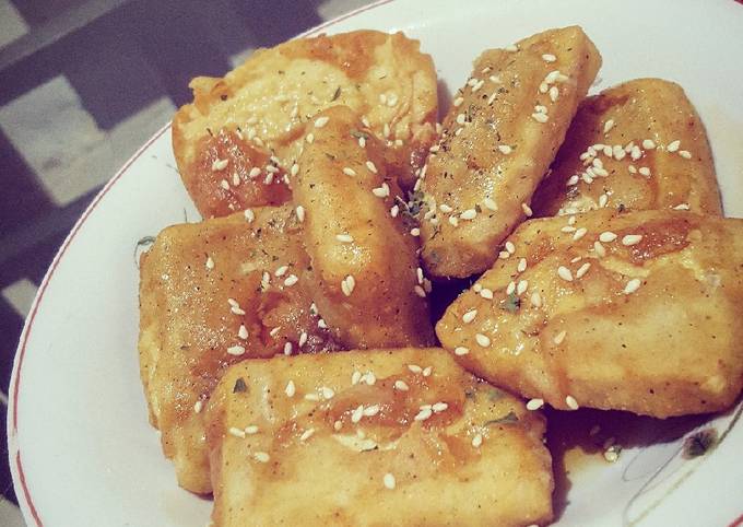 Cara Bikin Fried Tofu Glazed with Honey Ginger Sauce Yang Sederhana