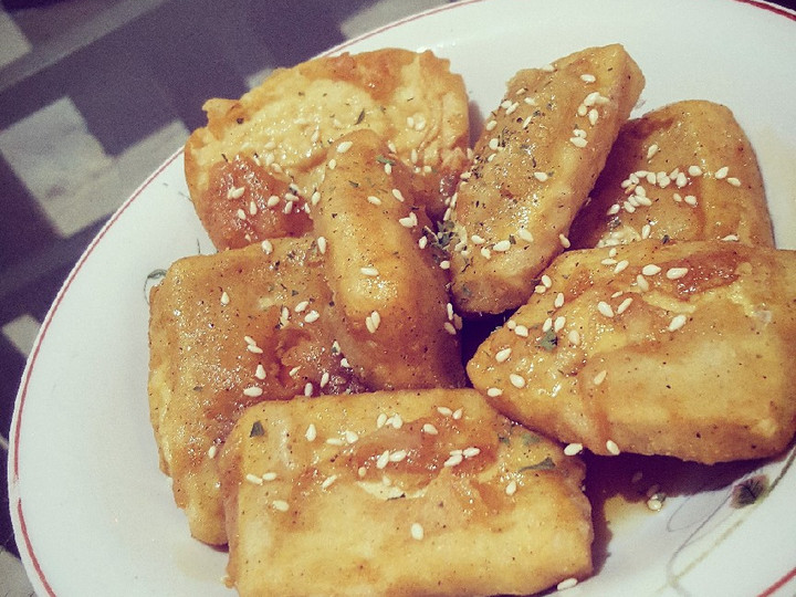 Cara Bikin Fried Tofu Glazed with Honey Ginger Sauce Yang Sederhana