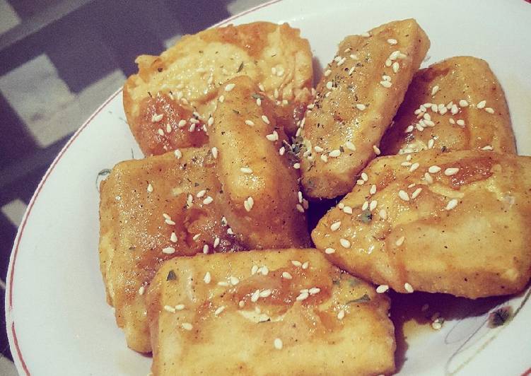 Fried Tofu Glazed with Honey Ginger Sauce