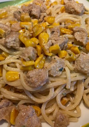 Vegán kukoricás szójás spagetti recept fotója