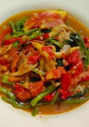Foto resep Tumis Kangkung Jamur Tiram Pedas