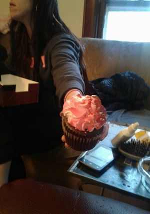 A picture of Sherrys cherrydreamsicle cupcakes.