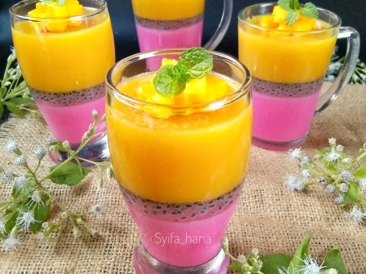 Langkah Mudah untuk Menyiapkan Puding Mangga Lapis Strawberry Sederhana Dan Enak