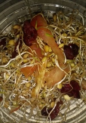 Una foto de Ensalada de germinado de lentejas con tomate