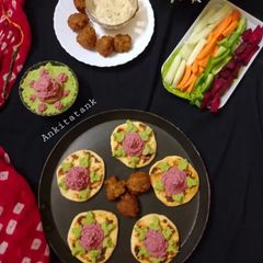Mini Pita Bread With Colourful Hummus A picture of Mini Pita Bread With Colourful Hummus.