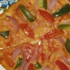 Vegetable Pizza recipe without cheese A picture of Vegetable Pizza recipe without cheese.