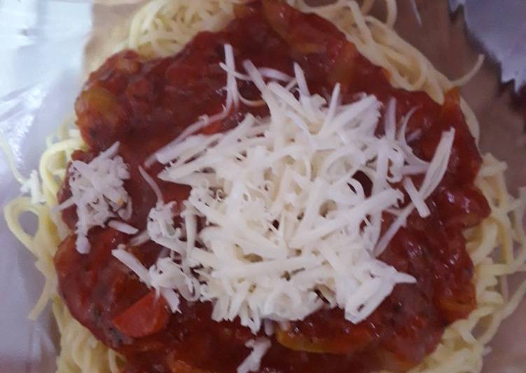 Resep Mie gelung saus spagheti, Enak Banget