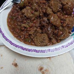 A picture of Beans with Meatballs.