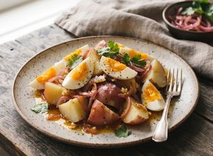 Una foto de 🥔 Ensalada Cubana de Papa y Huevo al Mojo (Rápida en Olla de Presión)