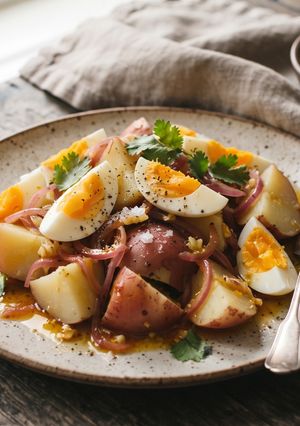 Una foto de 🥔 Ensalada Cubana de Papa y Huevo al Mojo (Rápida en Olla de Presión)