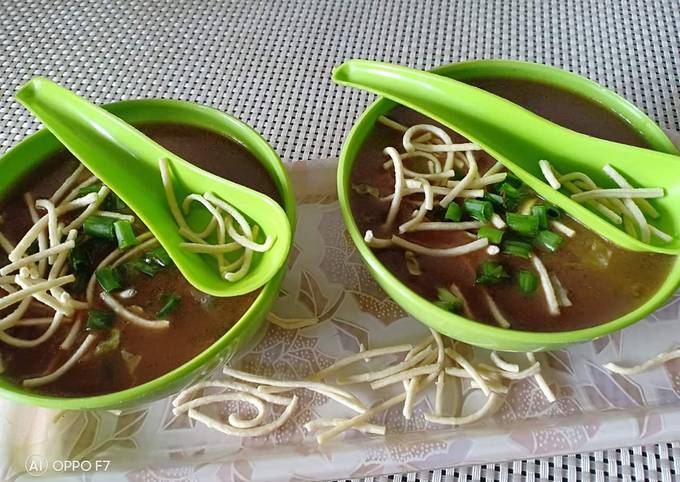 Easiest Way to Make Homemade Vegetables manchau soup with homemade fried noodles