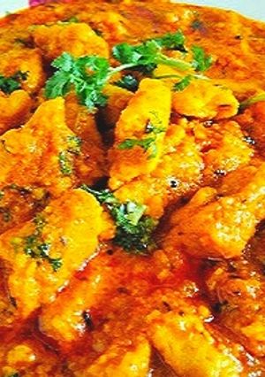 A picture of Rajasthani besan gatte ki curry.