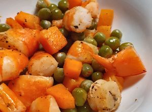 Hình của món Tôm áp chảo với đậu Hà Lan - Eat clean.